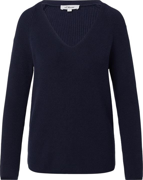 Produktbild s.Oliver Strickpullover Strickpullover aus Baumwollmix mit V-Ausschnitt (40)