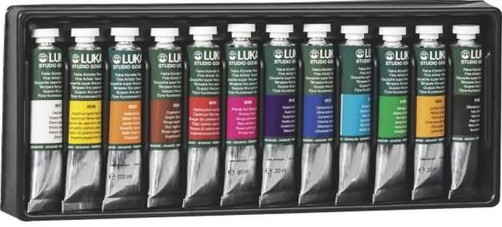 Produktbild Nerchau LUKAS STUDIO GOAUCHE - Künstler-Gouache in Premium-Qualität - Starter-Set T12 mit 12 x 20 ml (Mehrfarbig, 228 ml)