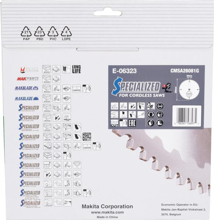 Produktbild Makita Sägeblatt 260x1,5x30, 81Z EFFICUT