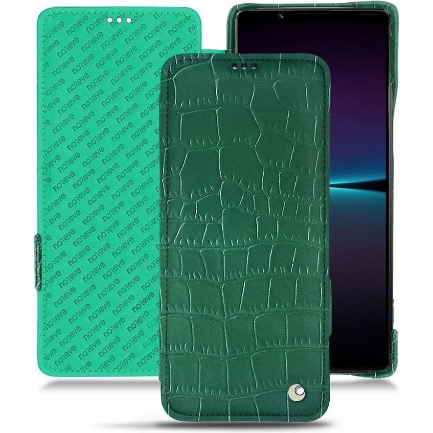 Noreve Lederschutzhülle horizontal (Sony Xperia 1 IV), Smartphone Hülle, Grün