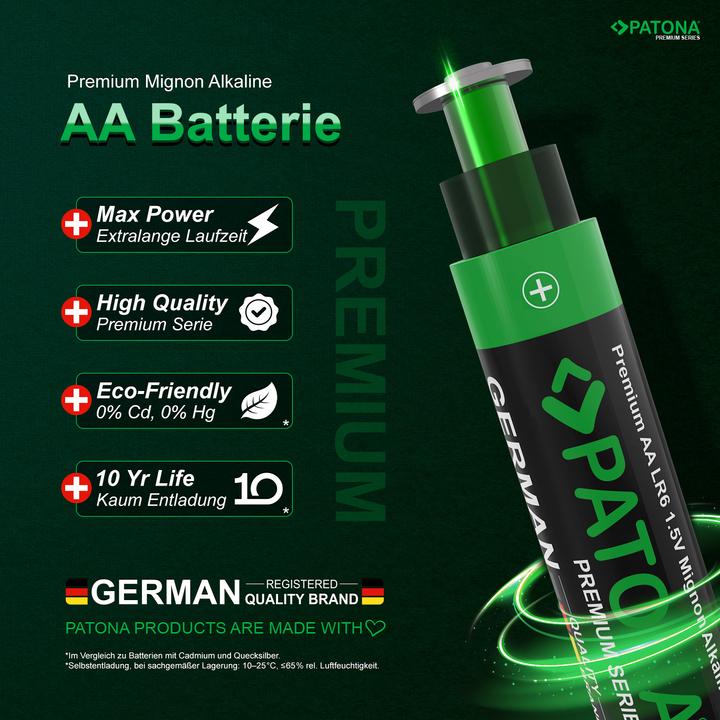 Image du produit Patona Batteries Replacement Alkaline AA Mignon 10Pack (10 pcs, AA, 3000 mAh)