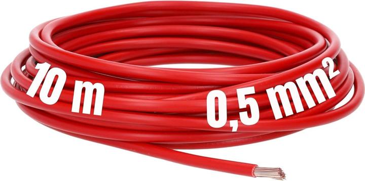 Produktbild Kalitec 10 Meter H05V-K 0,5 mm² rotI Kabel 0,5mm2 als Verdrahtungsleitung I flexible Aderleitung PVC (10 m)
