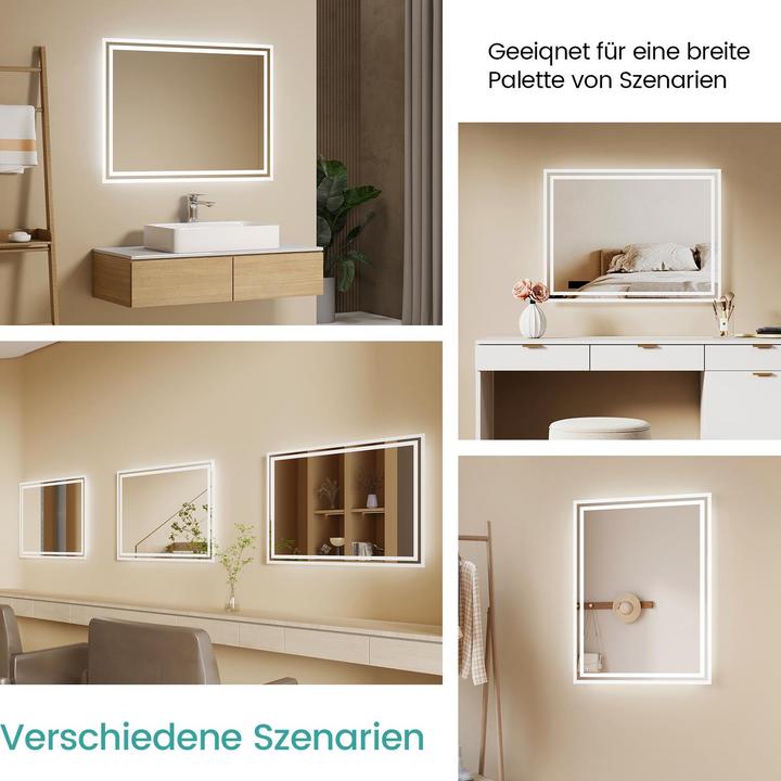 Actual product image Emke Bathroom Mirror With Lighting 70*50cm,Fog-Free, 3000K/6500K,Bouton Switch