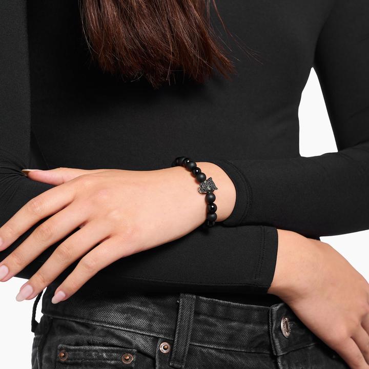 Immagine prodotto Thomas Sabo Bead Armband Black Cat Silber (19 cm, Argento 925)