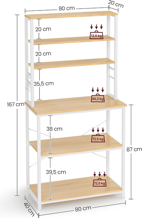 Immagine prodotto Vasagle Buffet (80 x 40 x 167 cm)