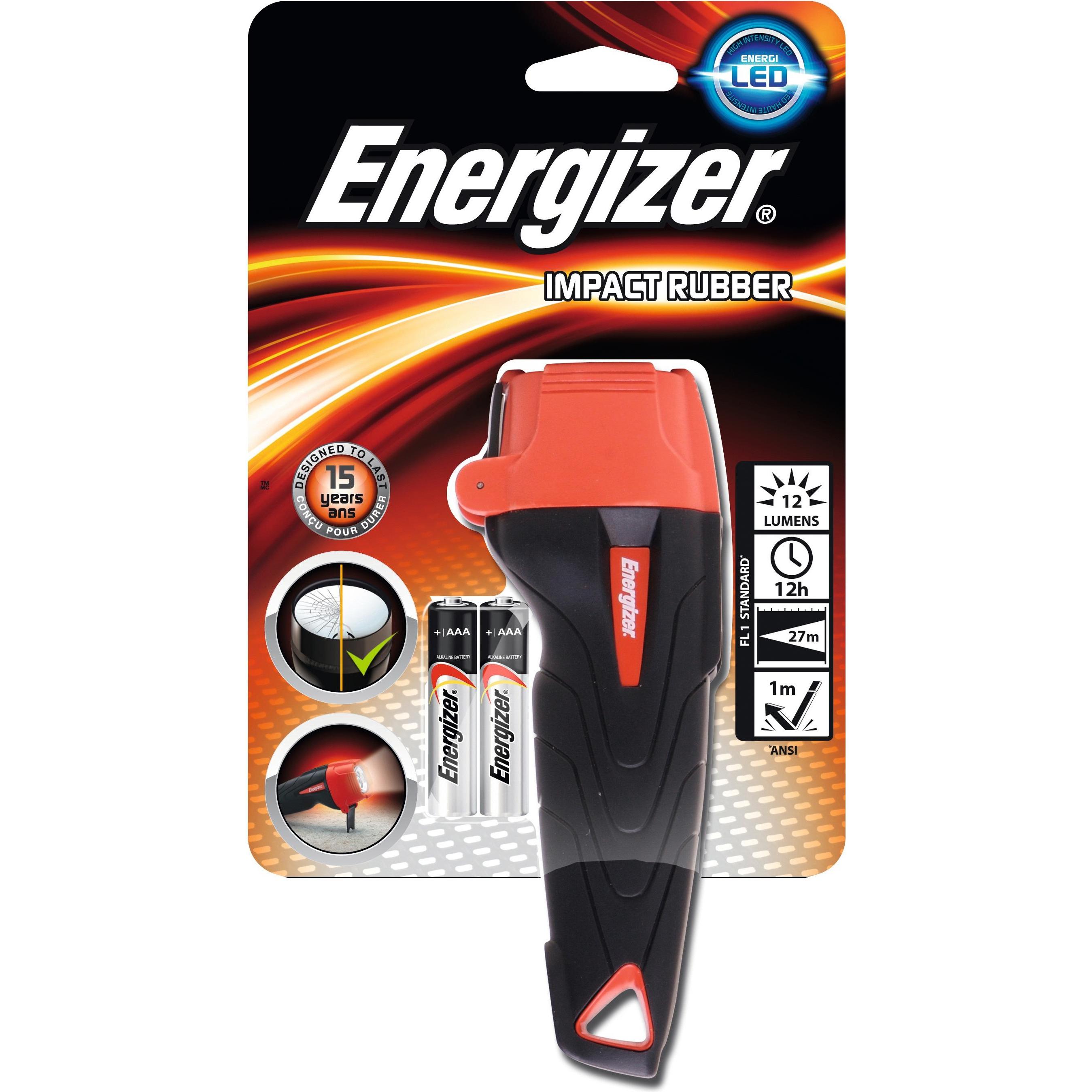 Energizer, Taschenlampe,  Taschenlampe Impact Rubber 50m 60lm LED 18 h AAA/Mignon Hartgummi (35.20 cm, 100 lm)