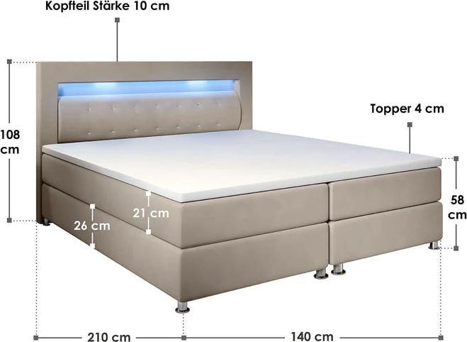 Produktbild Juskys Boxspringbett Vancouver (140 x 200 cm)