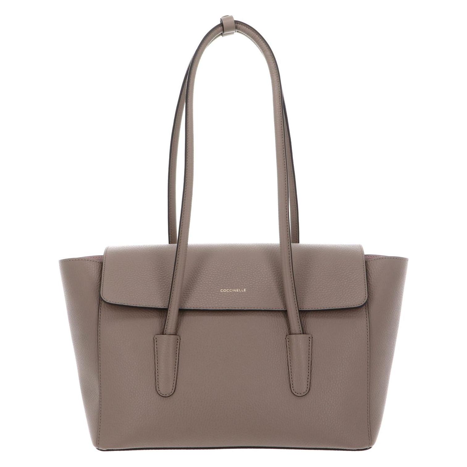Coccinelle, Damen, Tasche, Double Beat Grained Leather Handbag, Braun