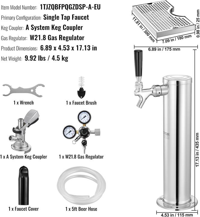 Actual product image Vevor Kegerator Tower Kit