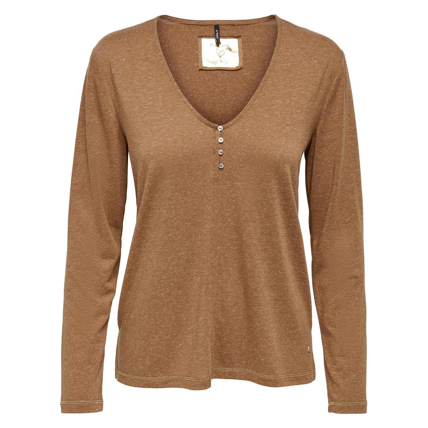 Only, Damen, Blusen, Onllia L/S Button Top Jrs, Braun, (S)