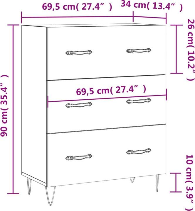 Image du produit vidaXL Sideboard (69.50 x 34 x 90 cm)
