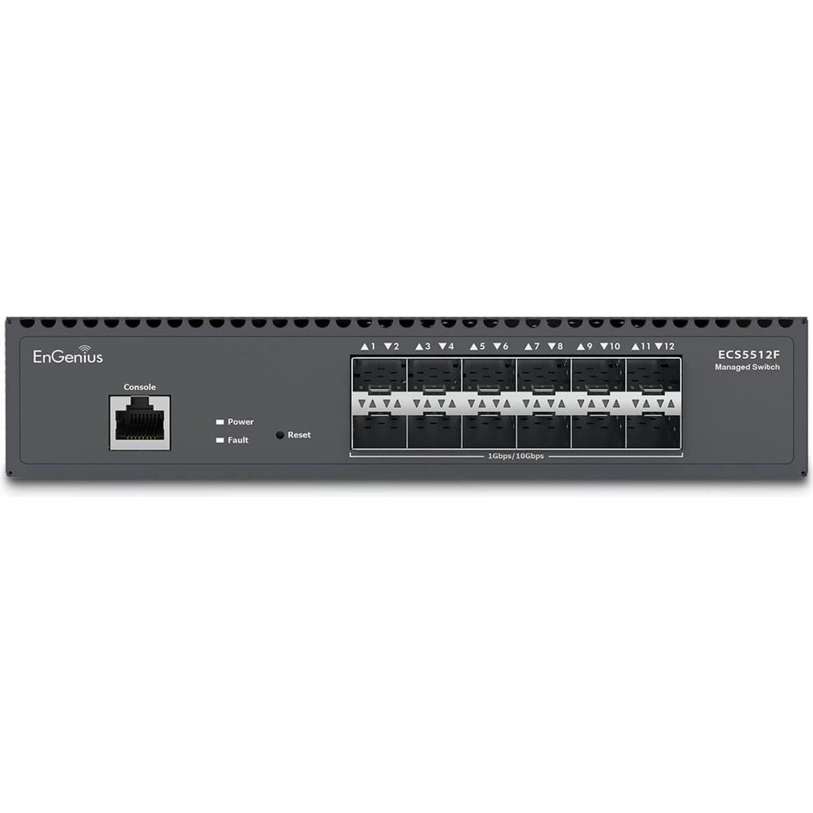 Thumbnail - EnGenius Switch Managed Layer2+ 12-Port • 12x SFP+ • 9,5" • Half-Rack Aggregation • ECS5512F • EnGe (12 Ports), Netzwerk...