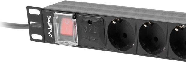 Actual product image Lanberg PDU 19inch 1U 16A 8x Shuko 2m