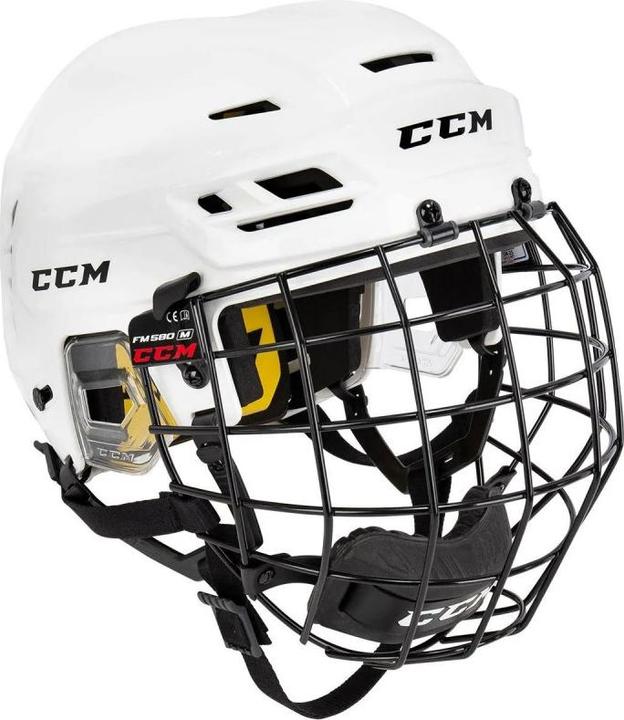 CCM Tacks 210 SR hockey helmet with cage (L, white)