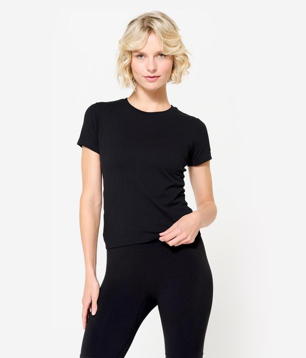 Immagine prodotto Kimjaly Maglietta Crop Top senza cuciture - 500 nero (S)