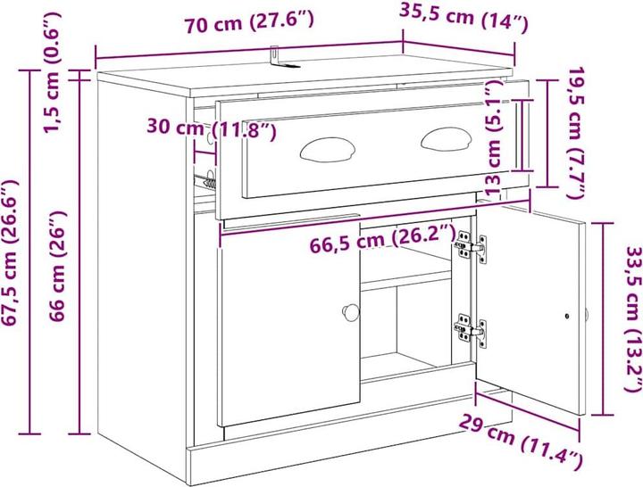 Produktbild vidaXL Modernes Sideboard (35.50 x 70 x 67.50 cm)