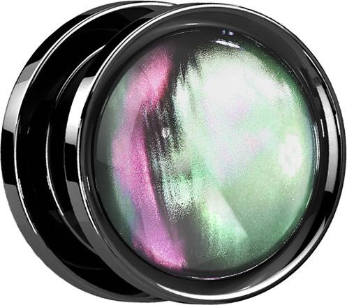 Image du produit Star Piercing Flared Plug noir coquille (sans laiton, Acier chirurgical 316L)