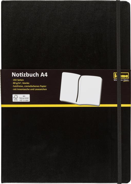 Produktbild Idena Notizbuch A4 blanko schwarz FSC-Mix (A4, Blanko, Harter Einband)