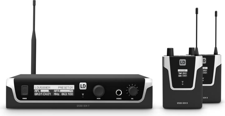 Image du produit LD Systems U505 IEM BUNDLE - Système de surveillance intra-auriculaire avec 2 x bodypacks - 584 - 608 MHz