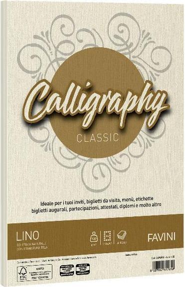 Produktbild Favini Calligraphy Linen Inkjet Papier A4 (210x297 mm) 50 Blatt Elfenbein (50 Blätter, 120 g/m²)