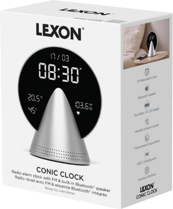 Productafbeelding Lexon Alarm clock Conic Clock aluminium