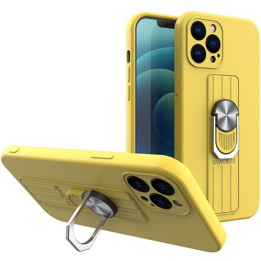 Thumbnail - Hurtel Ring Case silicone case with finger grip and stand for iPhone 11 Pro yellow (Apple iPhone 11 Pro), Smartphone Hül...
