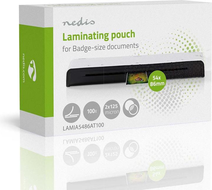 Actual product image Nedis Laminierfolie | 54x86mm | Dicke: 125 µm | verpackt zu: 100 Stück | PET | Transparent (54x86mm, 100 pcs., 125 µm)