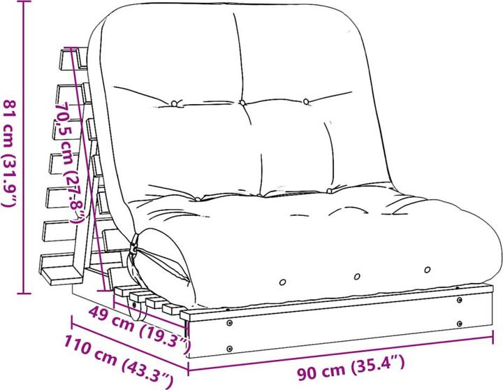 Actual product image vidaXL Futon-Schlafsofa