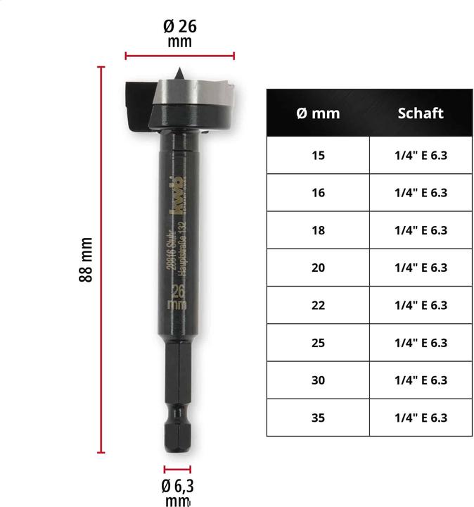 Image du produit kwb Mèche à bois, 706426, 26 mm (26 millimètres)