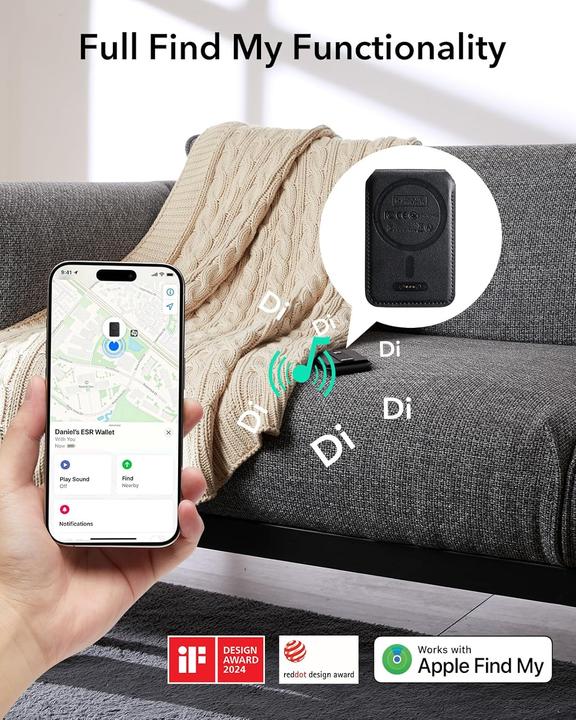 Actual product image ESR HaloLock Geo Wallet Stand, Midnight Black