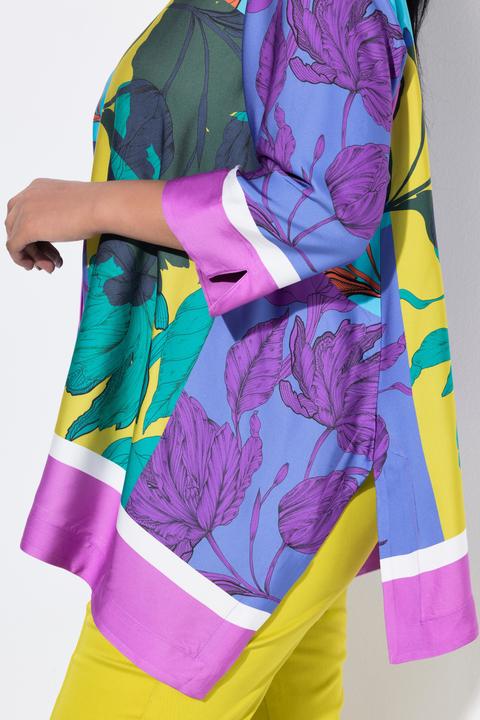 Image du produit Ulla Popken Chemisier oversize, manches 3/4 et col chemise, finition en pointes (46, 48)