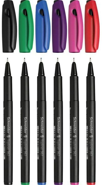 Produktbild Schneider Feinliner Topball 967 6ST sort (Mehrfarbig, Sortiert, 6x)