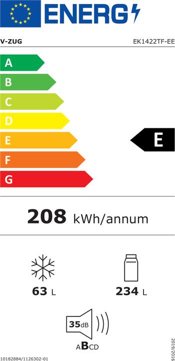 Energy Label V-Zug 5106810015 (297 l)