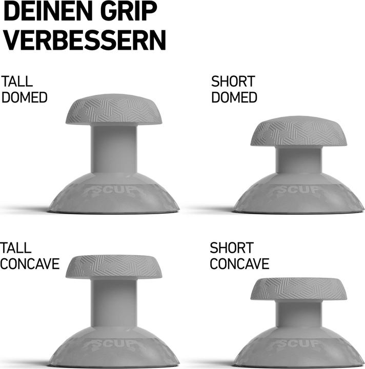 Actual product image Scuf Instinct Thumbstick 4 pack (Short & Long Concave and Short & Long Domed) - Light Gray