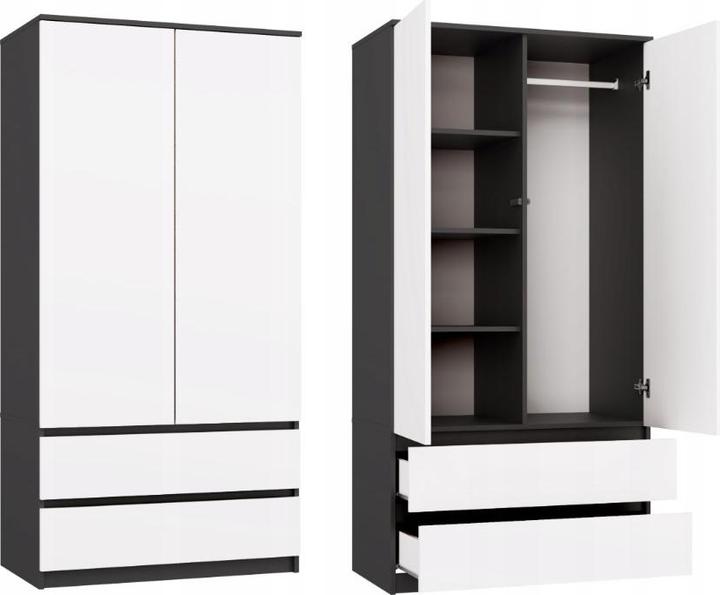 Produktbild Topeshop Schrank MALWA SS-90 anthrazit/weiss (90 x 50 x 180 cm)