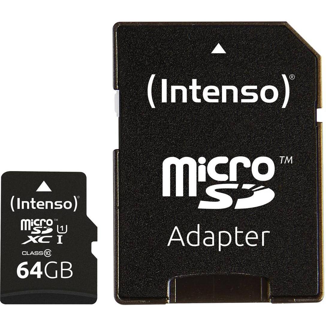 Intenso 3423593 (64 GB, microSD, U1, UHS-I), Speicherkarte, Schwarz