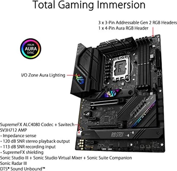 Image du produit ASUS ROG STRIX B760-F Gaming WIFI (LGA 1700, Intel B760, ATX)