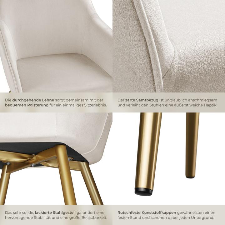 Image du produit tectake Chaise MARILYN Effet velours style scandinave