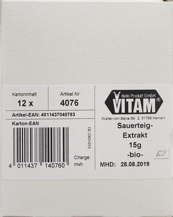 Actual product image Vitam Organic Sourdough Extract (266 g)