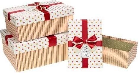 Actual product image Teka Geschenkbox mit Schleife, 3 Stück, ROSETTE-Streifen (Gift box, 3 x)