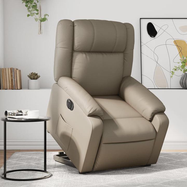 Actual product image vidaXL Recliner with stand-up aid electric Cappuccino faux leather