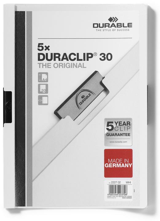 Image du produit Durable Dossier à pince DURACLIP ORIGINAL 30, DIN A4, blanc (A4, 5x)