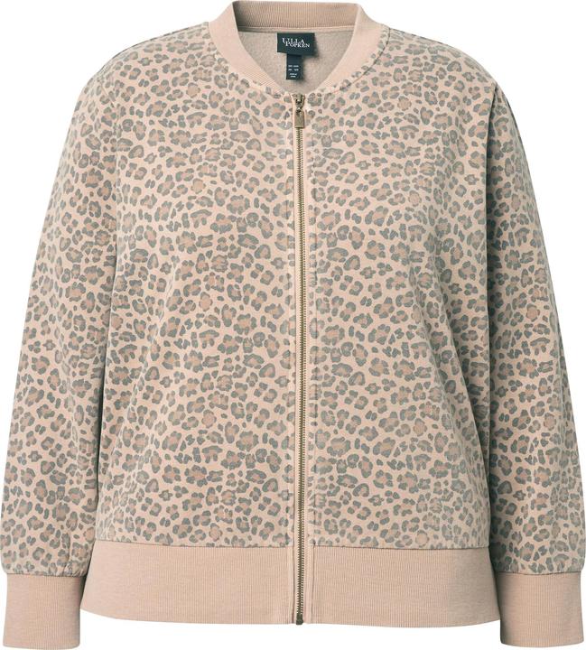 Immagine prodotto Ulla Popken Giacca di felpa con design leopardato, scollo a girocollo, abbottonatura e maniche lunghe (62)