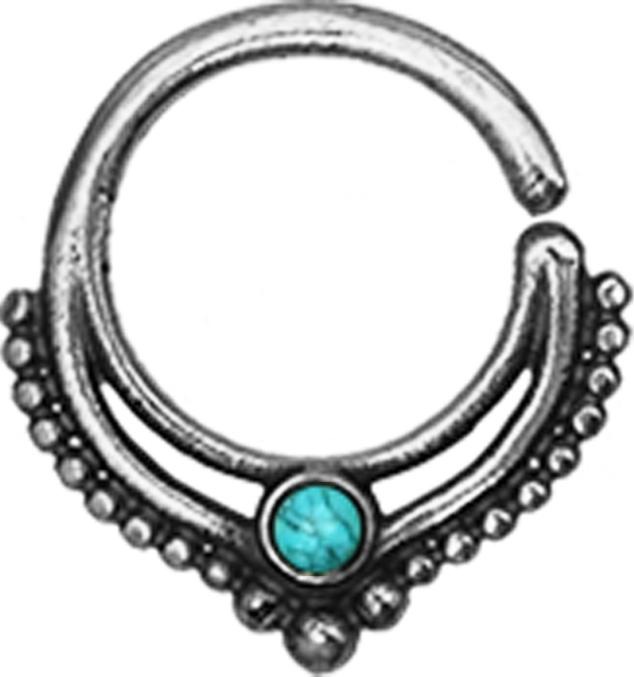 Image du produit Star Piercing Micro Piercing Ring silber Kugelrand mit Türkis Stein (sans laiton, Argent sterling 925)