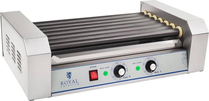 Produktbild Royal Catering Hot Dog Grill Hot Dog Gerät Würstchengrill Teflon 7 Rollen 1400 W 12 Würstchen