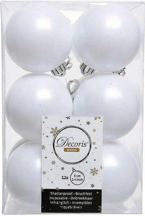 Actual product image Decoris Christmas tree baubles 12 pieces white plastic Ø 6 cm (12x)