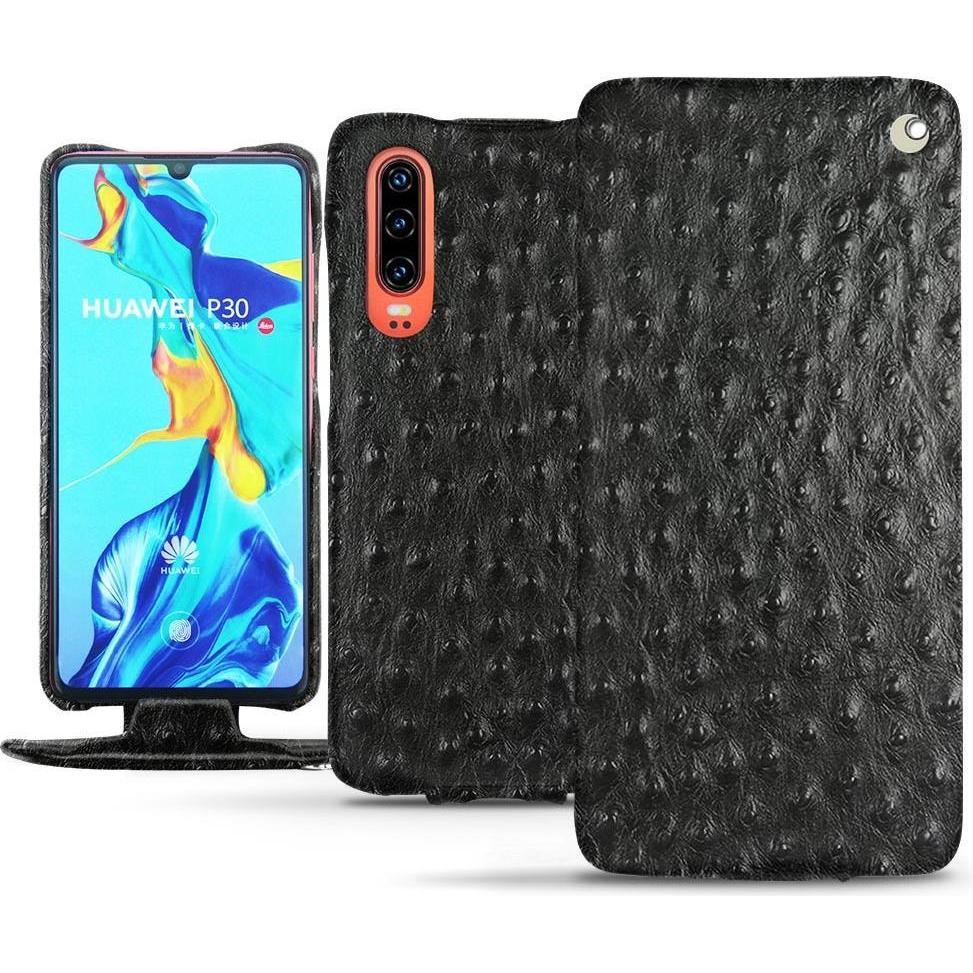 Noreve Lederschutzhülle vertikal (Huawei P30), Smartphone Hülle, Schwarz