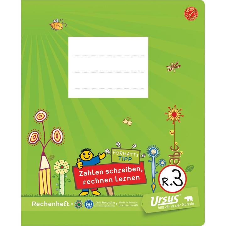 Image du produit Ursus Cahier d'école R.3 19.5 x 24 cm quart, Quadrillé, Vert (19,5 x 24 cm, Quadrillé, Couverture souple)