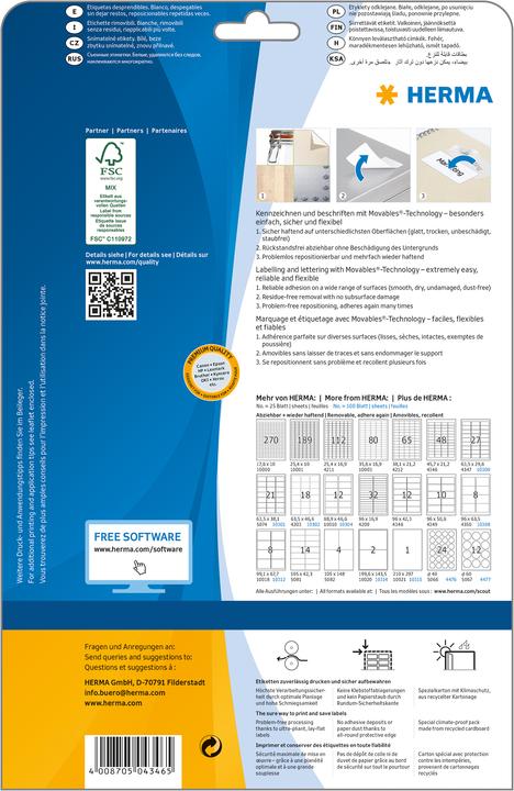 Actual product image HERMA A4 removable labels
