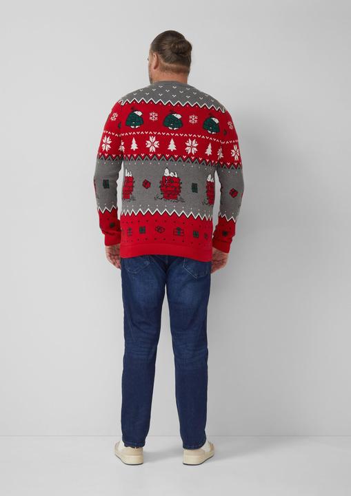 Produktbild s.Oliver Strickpullover Weihnachtspullover aus reiner Baumwolle mit Peanuts®-Motiv (4XL)